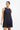 Navy Blue Pleated Cotton Dress With Multicolored Tucks Detail