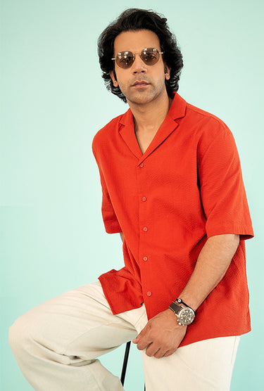 Rajkumar Rao in Genes Orange Half Sleeve Shirt