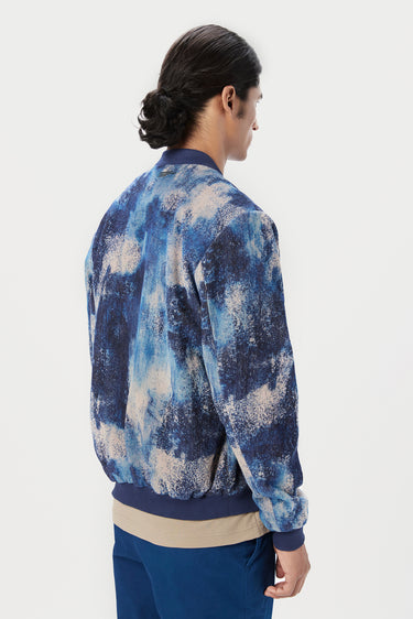 Easy Fit Bomber Jacket with Front Zipper Detail and All-Over Textured Print