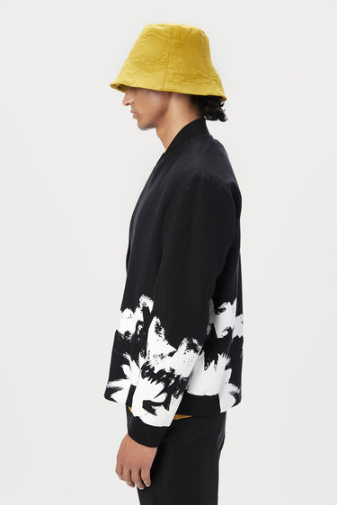 Stylish Regular Fit Bomber Jacket with Gingko Print