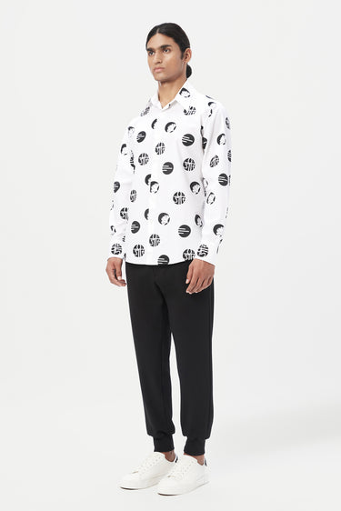 Regular Fit Button-Down Shirt in an Eye-Catching Stamp Print