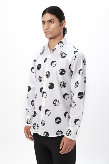 Regular Fit Button-Down Shirt in an Eye-Catching Stamp Print