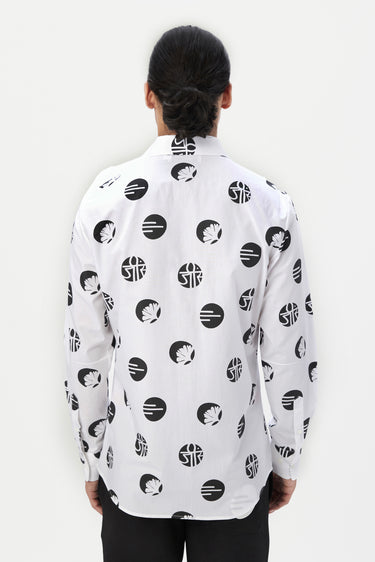 Regular Fit Button-Down Shirt in an Eye-Catching Stamp Print