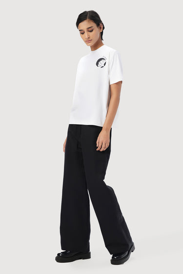 Easy Fit Flared Trousers with Stylish Bone Pocket Detail on the Back