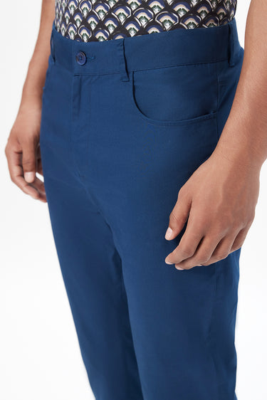 Slim Fit Trousers with Back Bone Pocket