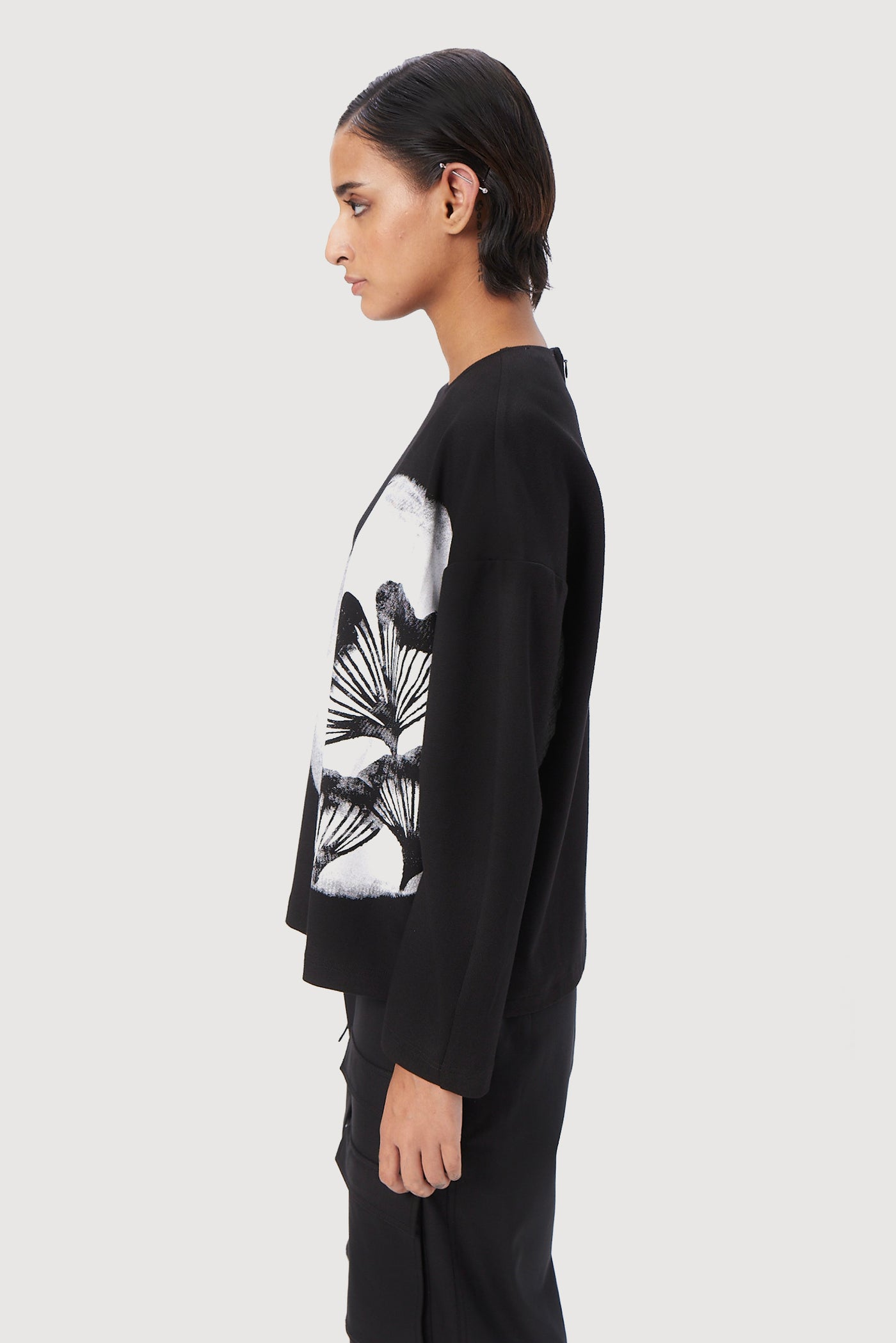 Round-Neck Sweatshirt with Placement Print