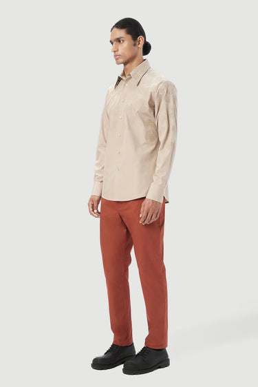 Regular Fit Button-Down Shirt with Gingko Thread Embroidery