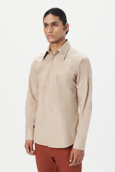 Regular Fit Button-Down Shirt with Gingko Thread Embroidery