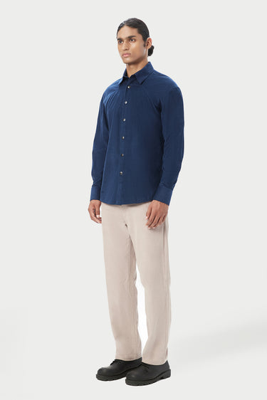 Regular Fit Button-Down Shirt with Seam Construction Detail