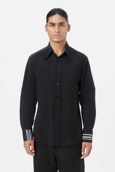 Regular Fit Button-Down Shirt with Stylish Line Print Placement