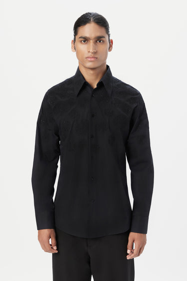 Regular Fit Button-Down Shirt with Gingko Thread Embroidery