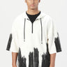 Relaxed Fit Hoodie T-Shirt with Brush Stroke Print Placement