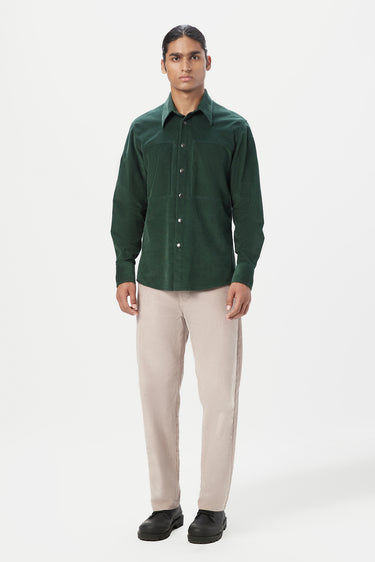 Regular Fit Button-Down Shirt with Intricate Seam Construction