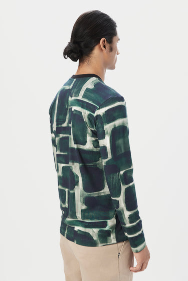 Regular Fit Full Sleeve T-Shirt in All-Over Abstract Print