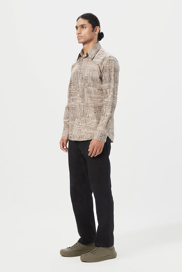 Regular Fit Button-Down Shirt in an All-Over Kantha Print