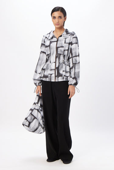 Structured Pleated Shoulder A-Line Jacket