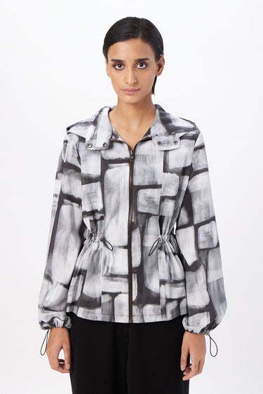 Structured Pleated Shoulder A-Line Jacket