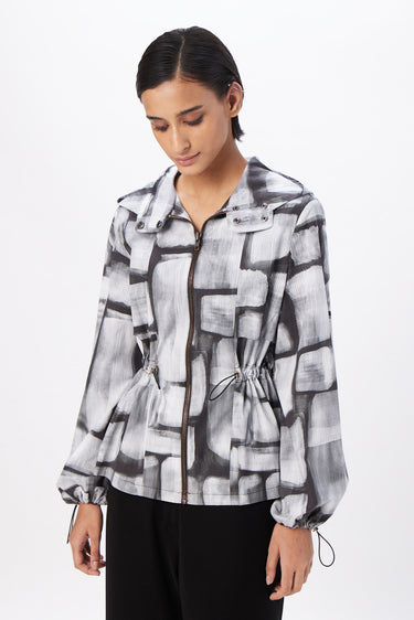 Structured Pleated Shoulder A-Line Jacket