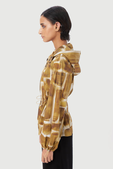 Structured Pleated Shoulder A-Line Jacket