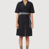 Regular Fit Short Sleeve Shirt-Dress with Line Print on Center Back