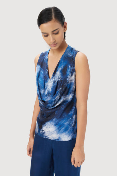 Slim Fit Sleeveless Top with All-Over Textured Print