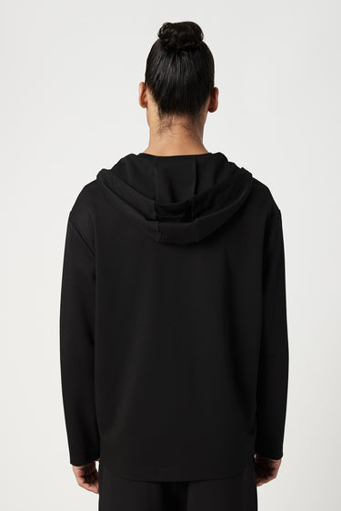 Relaxed Fit Hoodie with Front Flap Pocket and Zipper Opening Detail