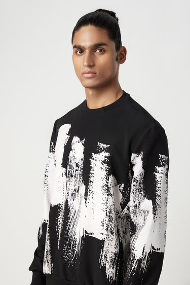 Regular Fit Sweatshirt with Artistic Brush Effect Print