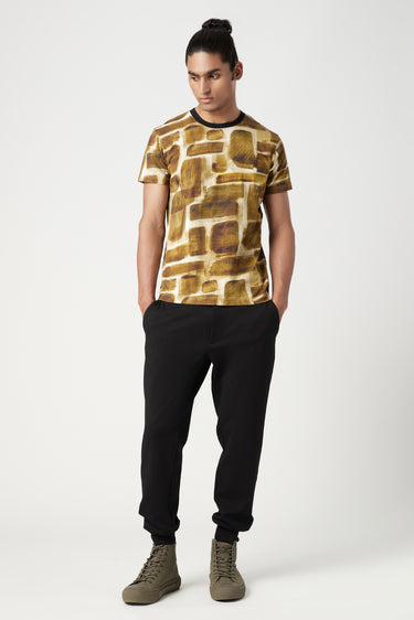 Regular Fit T-Shirt in All-Over Abstract Check Print