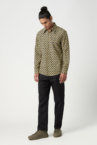 Regular Fit Button-Down Shirt in an All-Over Scallop Print