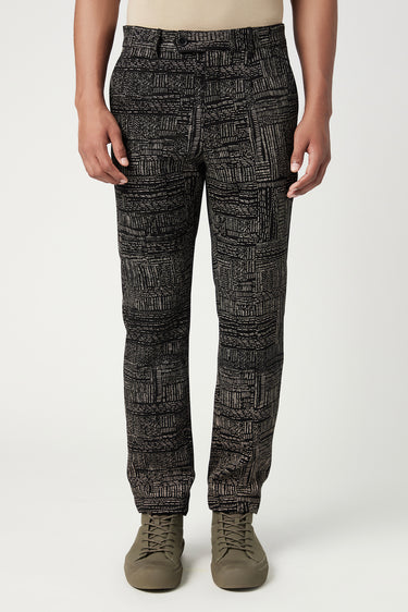 Slim Fit Trousers with All-Over Kantha Print