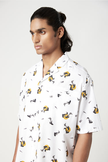 Easy Fit Half Sleeve Shirt in an All-Over Fish Print