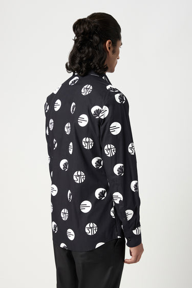 Regular Fit Button-Down Shirt in an Eye-Catching Stamp Print