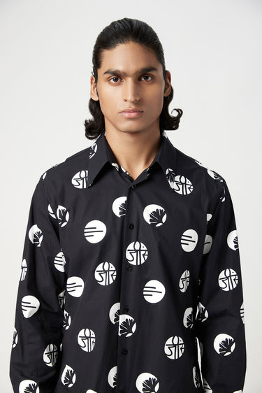 Regular Fit Button-Down Shirt in an Eye-Catching Stamp Print