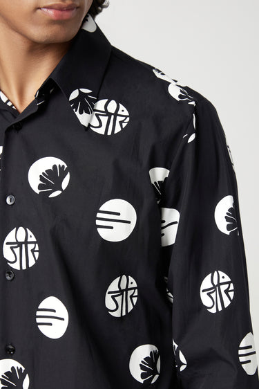 Regular Fit Button-Down Shirt in an Eye-Catching Stamp Print