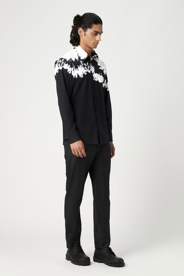 Regular Fit Button-Down Shirt with Gingko Print Placement