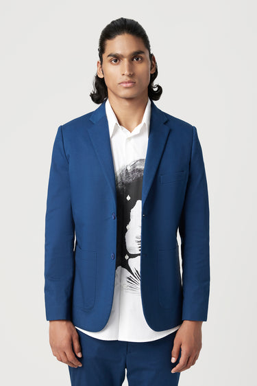 Regular Fit Two-Button Jacket with Scallop Printed Lining