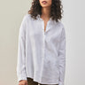 White Linen Shirt with Tonal Embroidered Signature