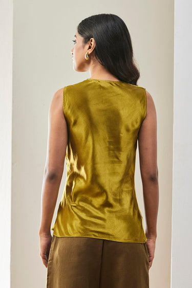 Slim Fit Sleeveless Top with Gather Detail