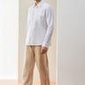 White Linen Regular Fit Button-Down Shirt