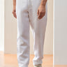 White Linen Trousers with Bone Pocket on Back