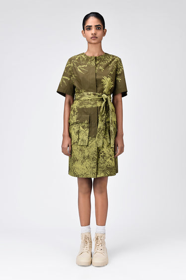 Monotone Landscape Print Dress