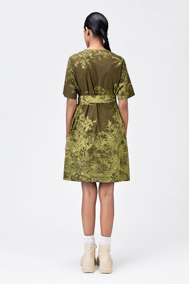 Monotone Landscape Print Dress