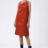 Cotton Poplin A-Line Dress with Asymmetric Neck