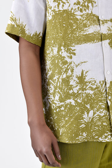 Light Linen Regular Fit Shirt with Landscape Print