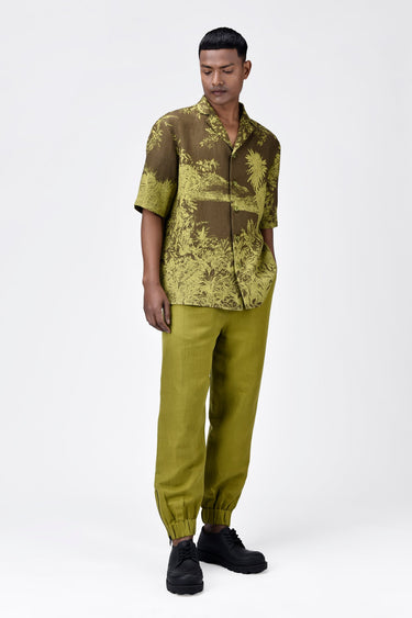 Light Linen Shirt with Landscape Print