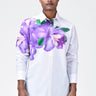 Regular Fit Men's Button-Down Shirt With Orchid Floral Print Placement