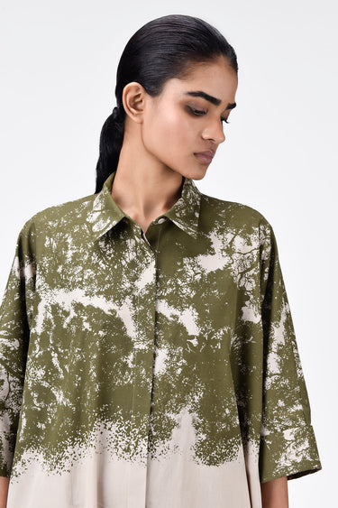 Women's Canopy Print Oversized Cotton Shirt Dress