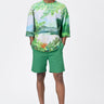 Men's Oversized Pixelated Landscape Print T-Shirt