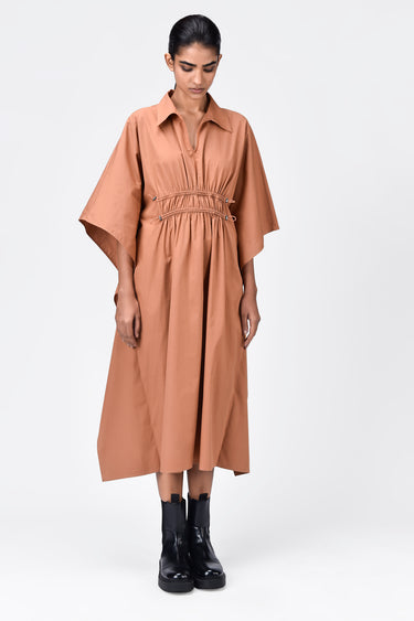 Oversized Cotton Poplin Dress with Front Slit