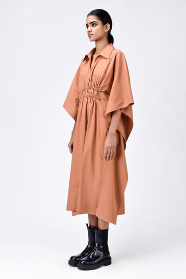 Oversized Cotton Poplin Dress with Front Slit